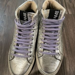 p448 silver zebra high tops